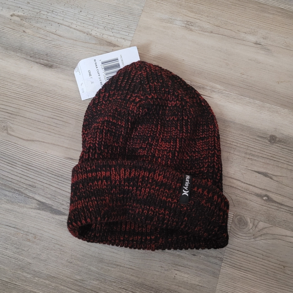 Hurley Max Cuff Beanie - Black / Red - New